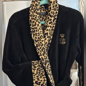 New, Ralph Lauren black, and leopard robe